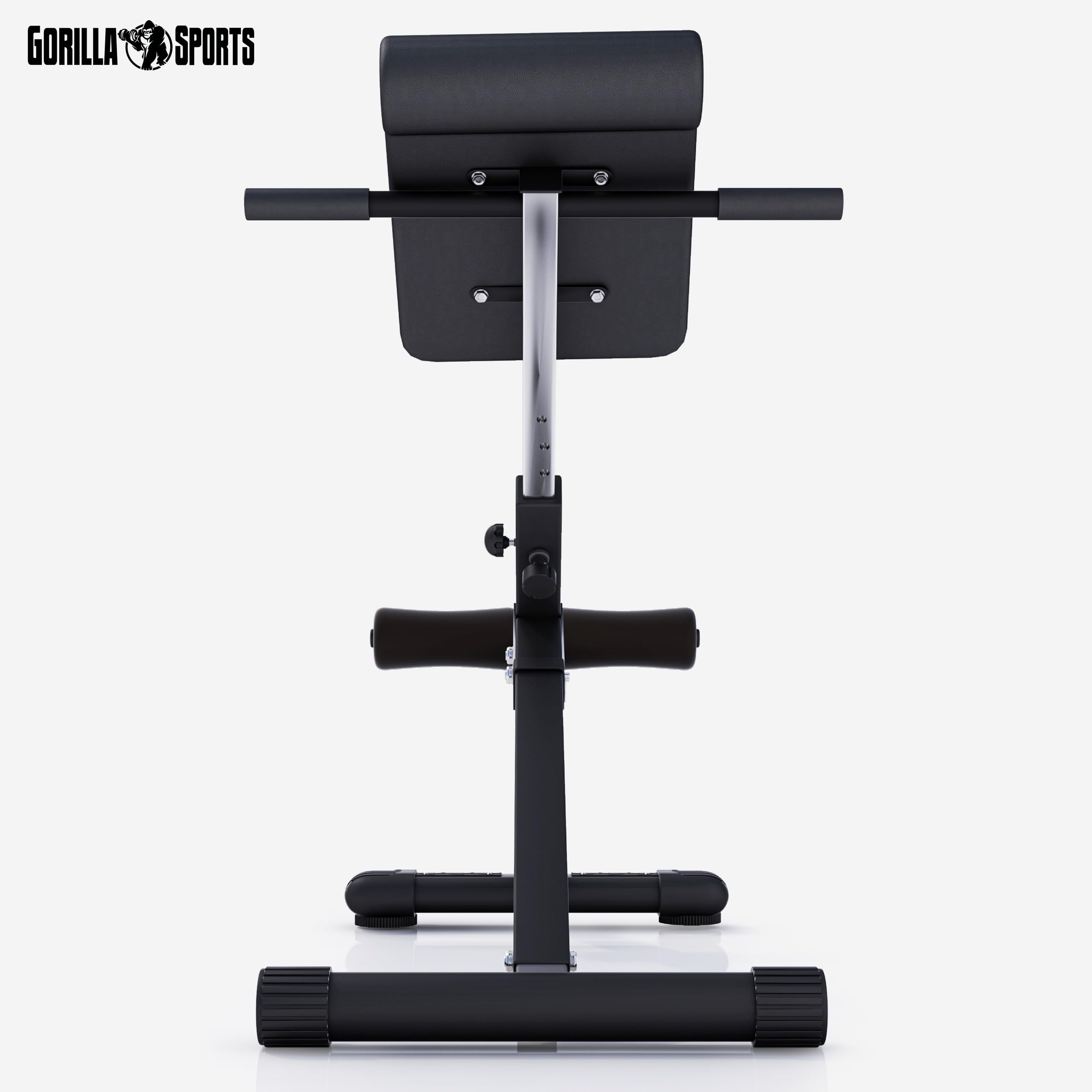 GORILLA SPORTS® Hyperextension Rückentrainer - 5-fach Verstellbar, Klappbar, mit Beinfixierung, bis 120 kg, Schwarz/Weiß - Rückenstrecker, Bauchtrainer, Römischer Stuhl, Fitness, Training, Home Gym