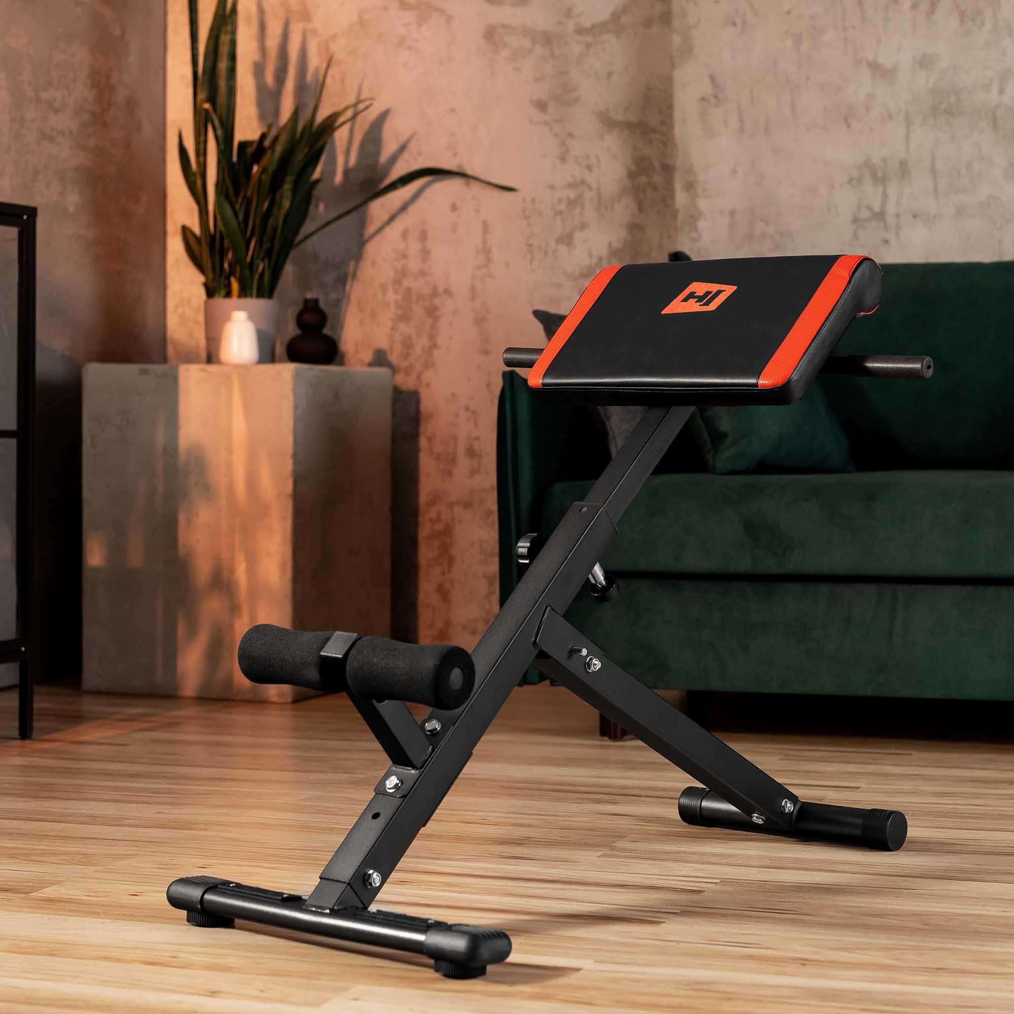 Hop-Sport Hyperextensions Bauch- & Rückentrainer, Klappbarer Bauchmuskeltrainer für Zuhause, Verstellbare Fitnessgeräte für Effektives Krafttraining, 120 kg Max. Belastbarkeit