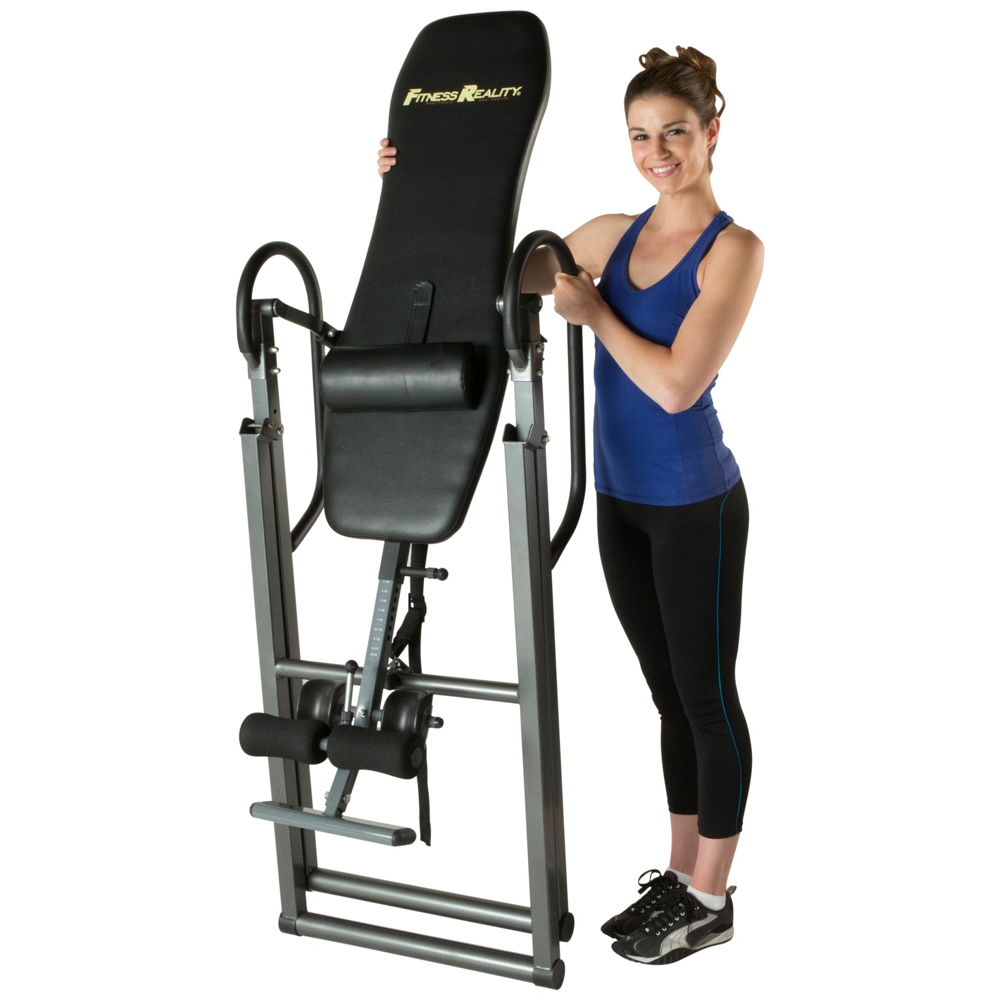 FITNESS REALITY 790XLT Inversionstisch mit Rückenkissen, verstellbar bis 1,98m Körpergrösse, 136kg maximales Benutzergewicht, volle vertikale Inversion bis 180 Grad