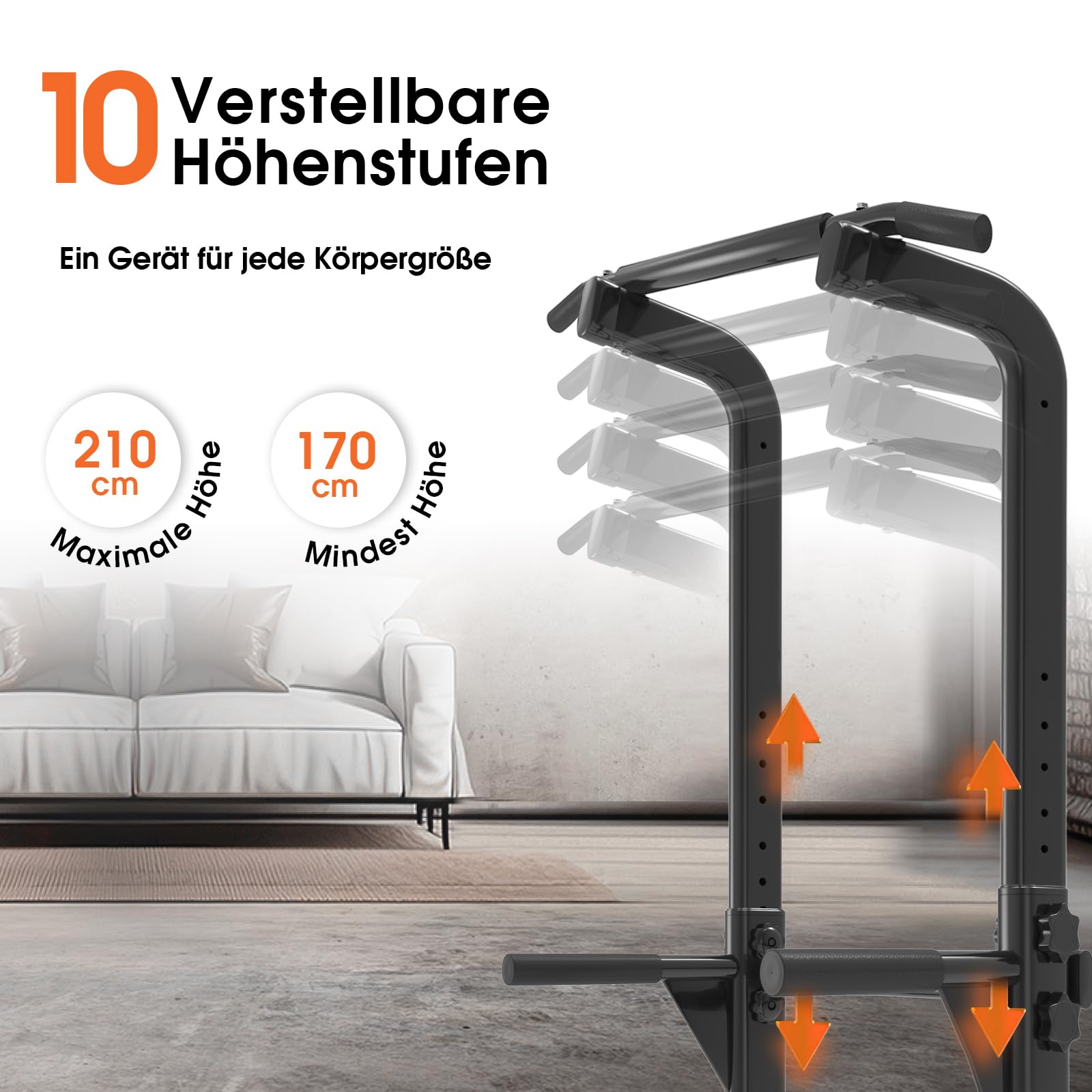 DH FitLife Power Tower Dip Station | Klimmzugstange Freistehend | Dip Barren Rückentrainer | Kraftstation Kraftturm | Fitness Station | Power Rack for Home Gym | Krafttraining für Zuhause