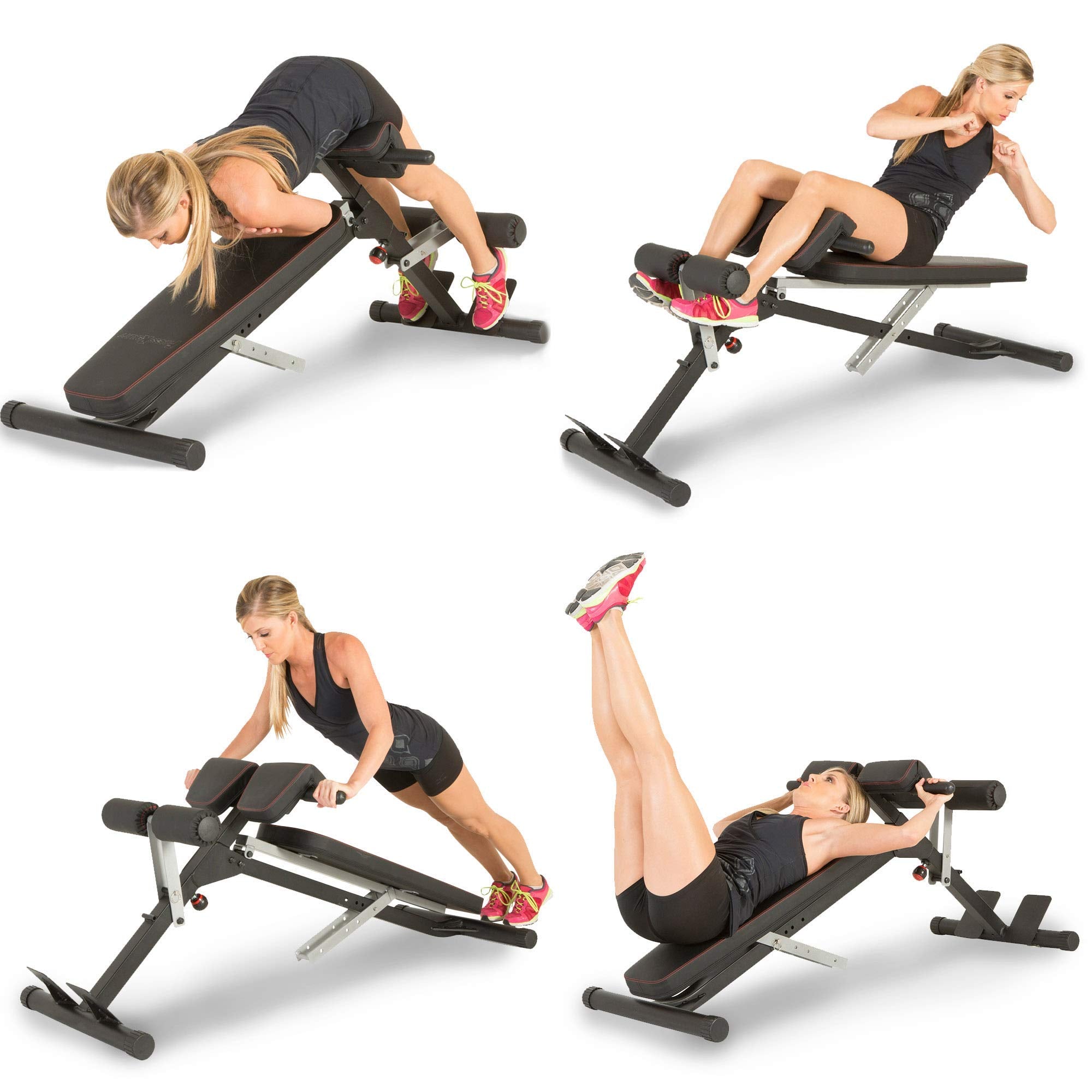FITNESS REALITY X-Class Light Commercial Multi-Workout Hyperextension Bauch- und Rückentrainer, Schwarz