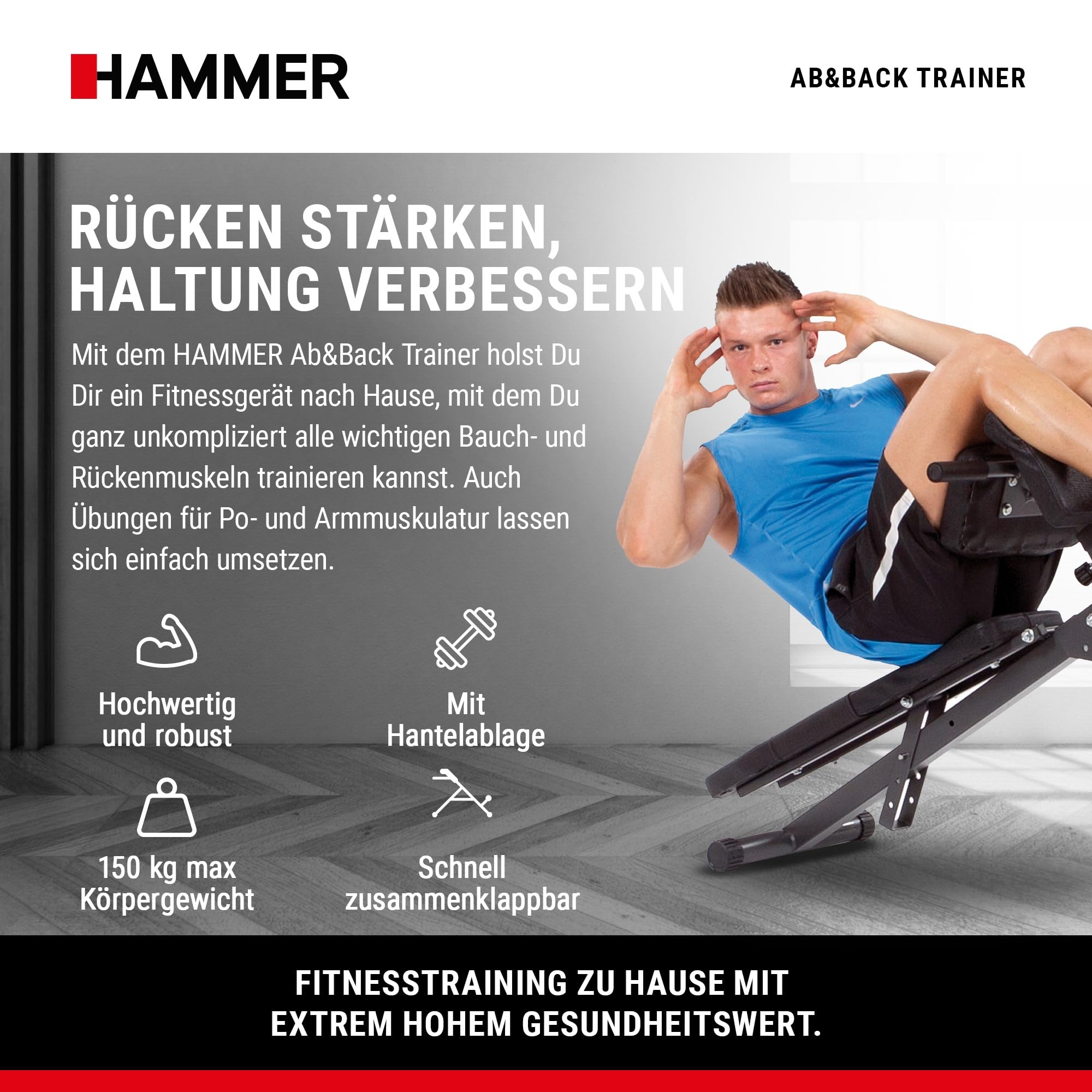 HAMMER Bauch Rückentrainer Ab And Back Trainer Bauch-rückentrainer, schwarz,
