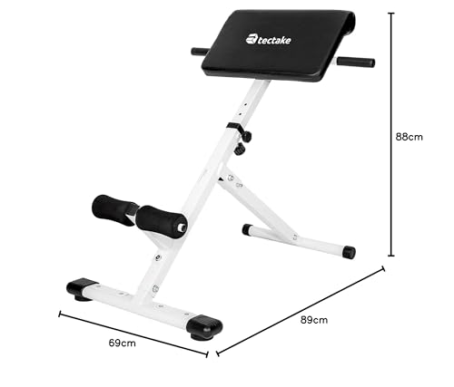 tectake® Hyperextension Trainingsbank, Hantelbank klappbar, Rückentrainer und Bauchtrainer, Bauchmuskeltrainer, gepolsterte Bank, Schrägbank für Bauch Beine Po Workout, Equipment für Home Gym
