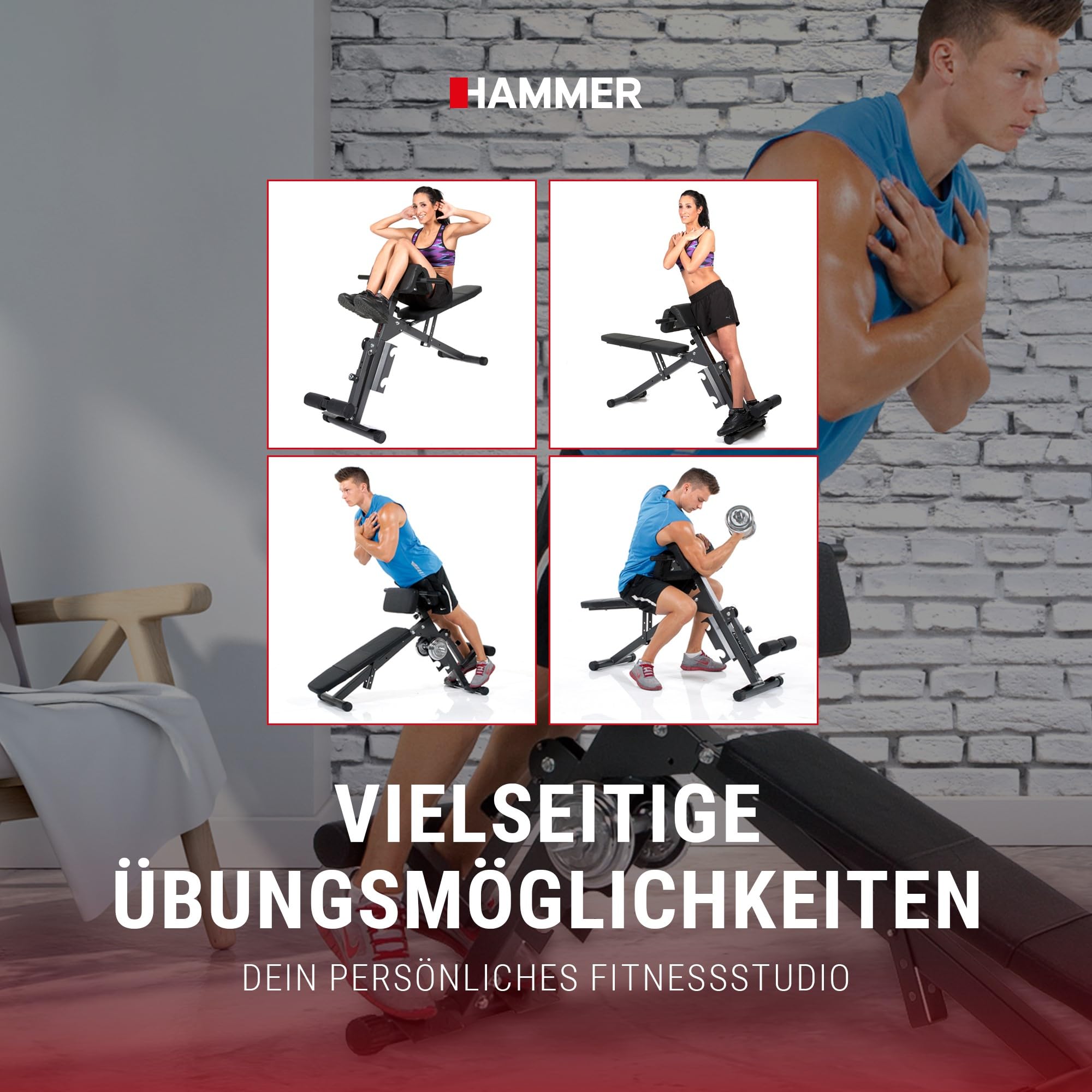 HAMMER Bauch Rückentrainer Ab And Back Trainer Bauch-rückentrainer, schwarz,